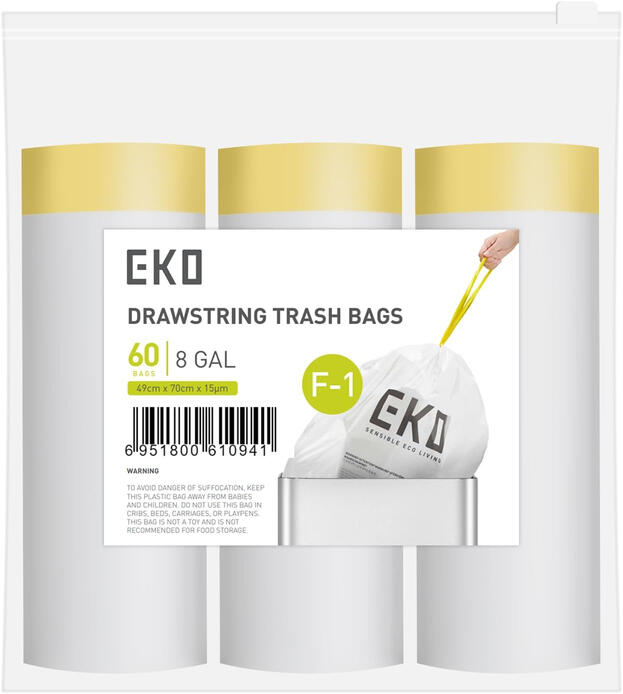 eko 8 gallon drawstring kitchen trash bags