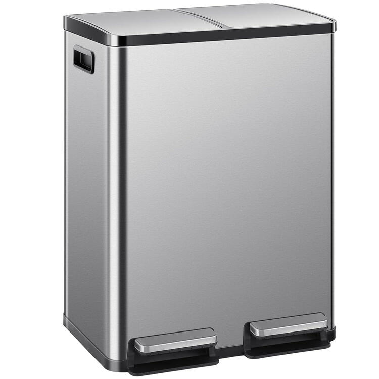 elevon 16 gallon dual compartment stainless trash can